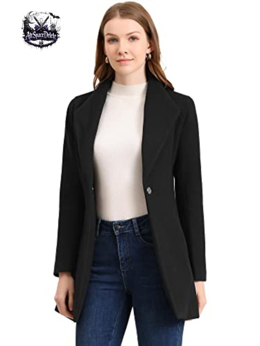 Allegra K Women's Winter Coat Lapel One Button Warm Office Work OverCoat